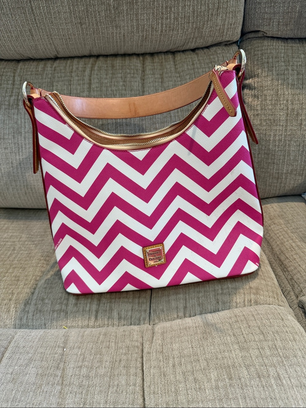 Dooney and Burke Chevron, hobo bag and pink and white zigzag - Picture 9 of 12
